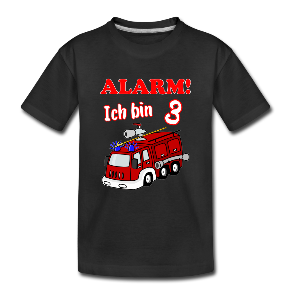 3. Geburtstag Feuerwehrauto ALARM ich bin 3 Kinder T-Shirt - Schwarz