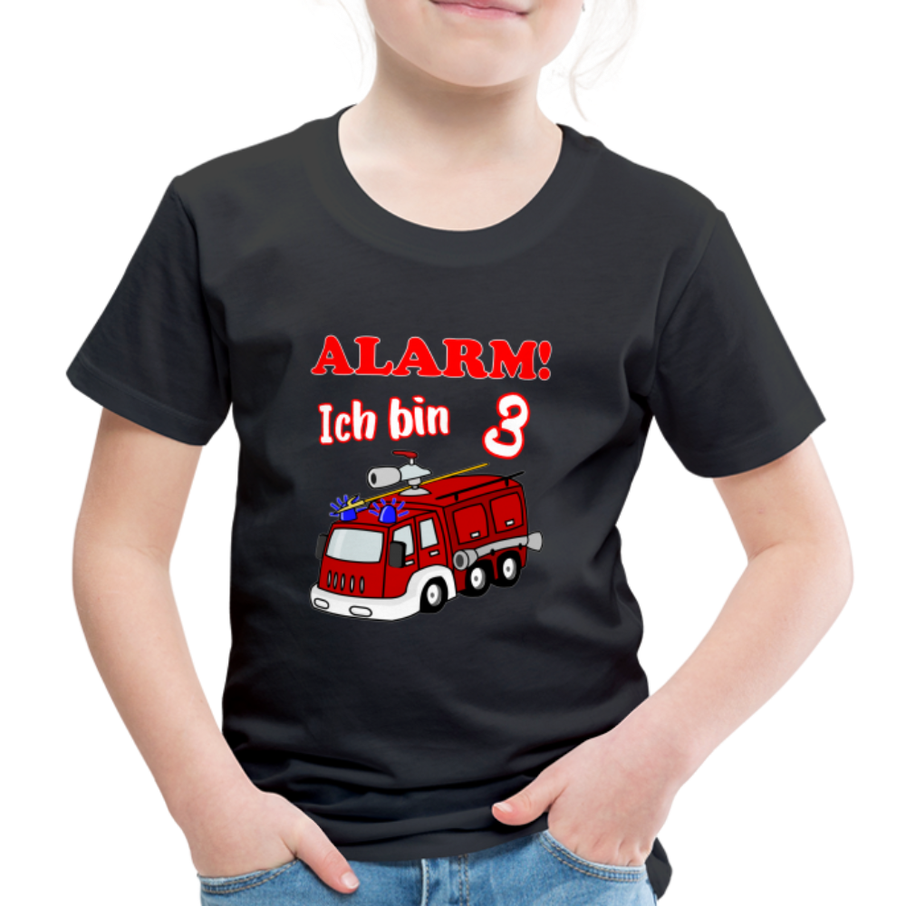 3. Geburtstag Feuerwehrauto ALARM ich bin 3 Kinder T-Shirt - Schwarz