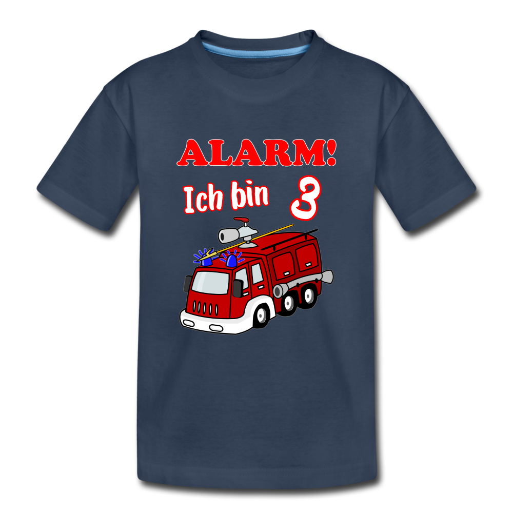 3. Geburtstag Feuerwehrauto ALARM ich bin 3 Kinder T-Shirt - Navy