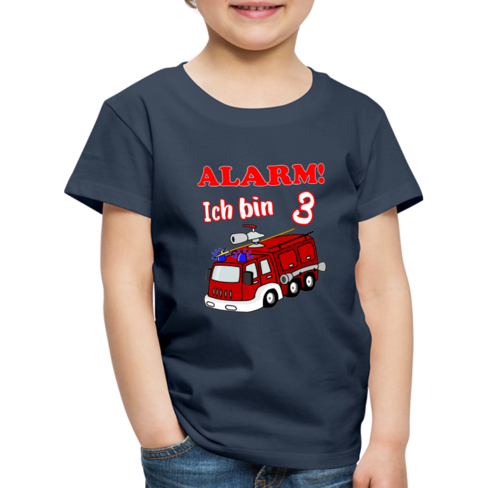 3. Geburtstag Feuerwehrauto ALARM ich bin 3 Kinder T-Shirt - Navy