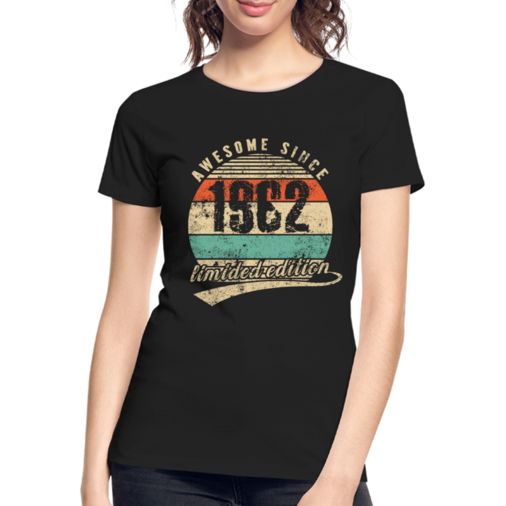 60. Geburtstags Shirt Geboren Awesome Since 1962 Retro Style Bio T-Shirt - Schwarz