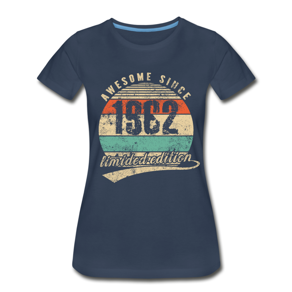 60. Geburtstags Shirt Geboren Awesome Since 1962 Retro Style Bio T-Shirt - Navy