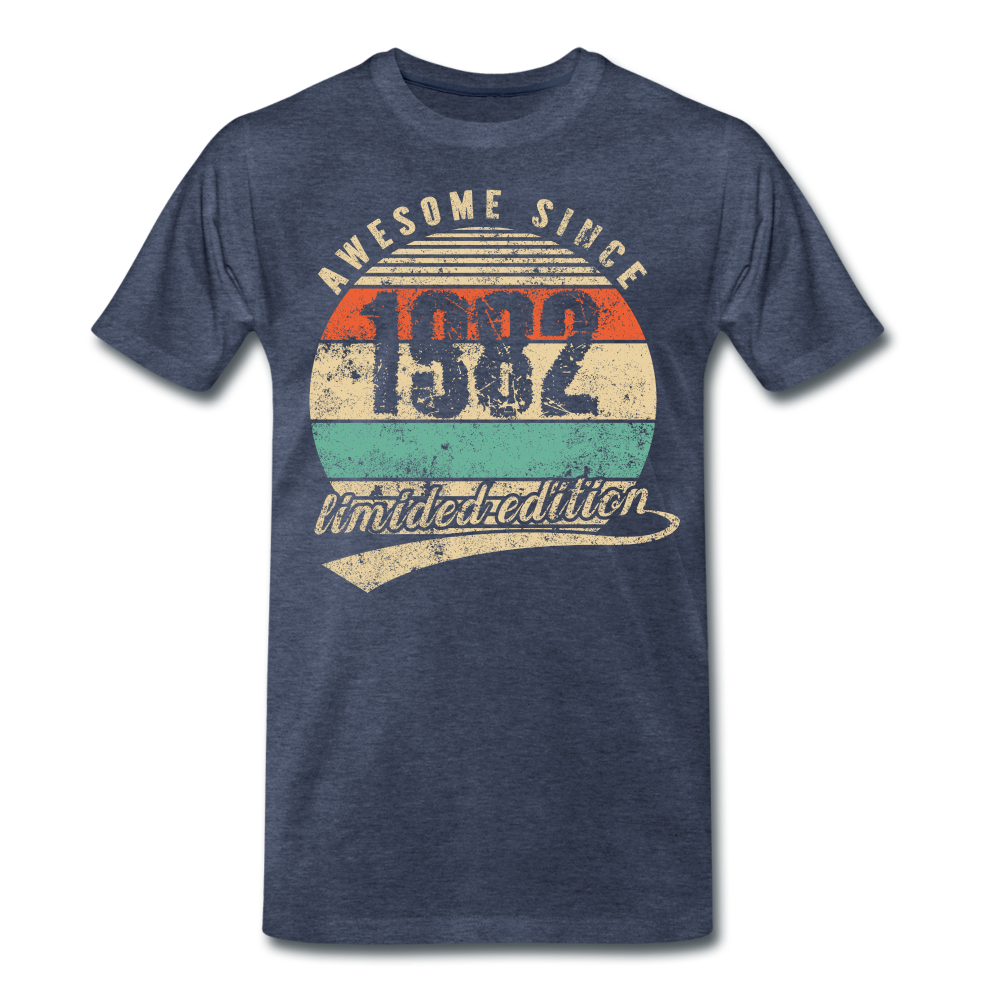 40. Geburtstags T-Shirt Geboren Awesome Since 1982 Retro Style T-Shirt - Blau meliert