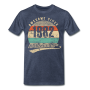 40. Geburtstags T-Shirt Geboren Awesome Since 1982 Retro Style T-Shirt - Blau meliert