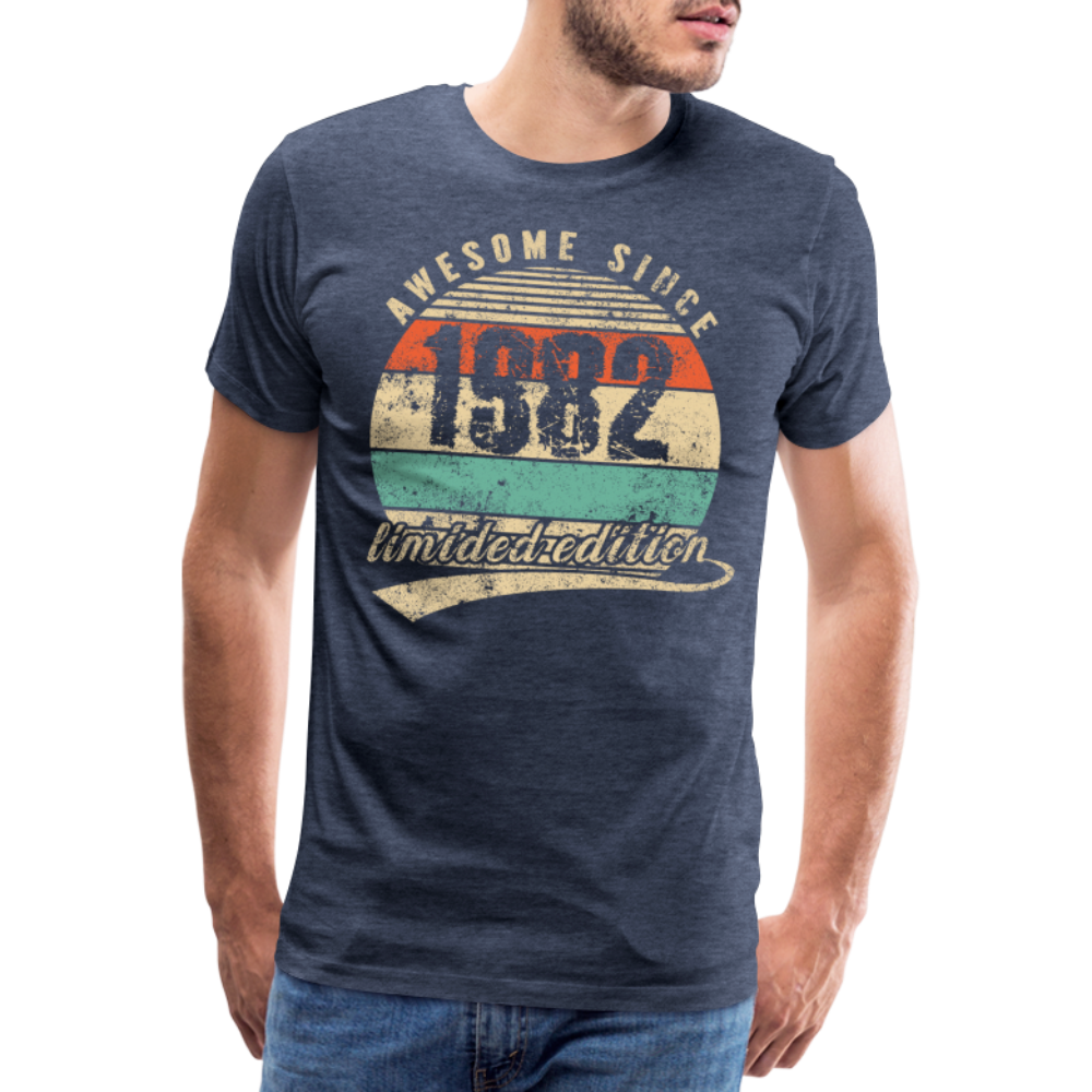 40. Geburtstags T-Shirt Geboren Awesome Since 1982 Retro Style T-Shirt - Blau meliert