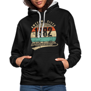 40. Geburtstags Hoodie Geboren Awesome Since 1982 Retro Style Hoodie - Schwarz/Grau meliert