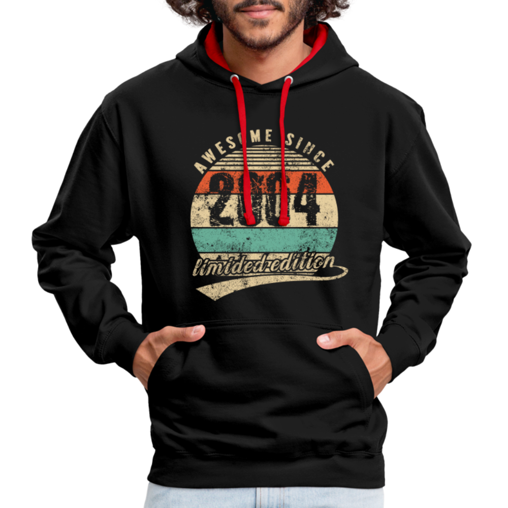 18. Geburtstags Hoodie Geboren Awesome Since 2004 Retro Style Hoodie - Schwarz/Rot