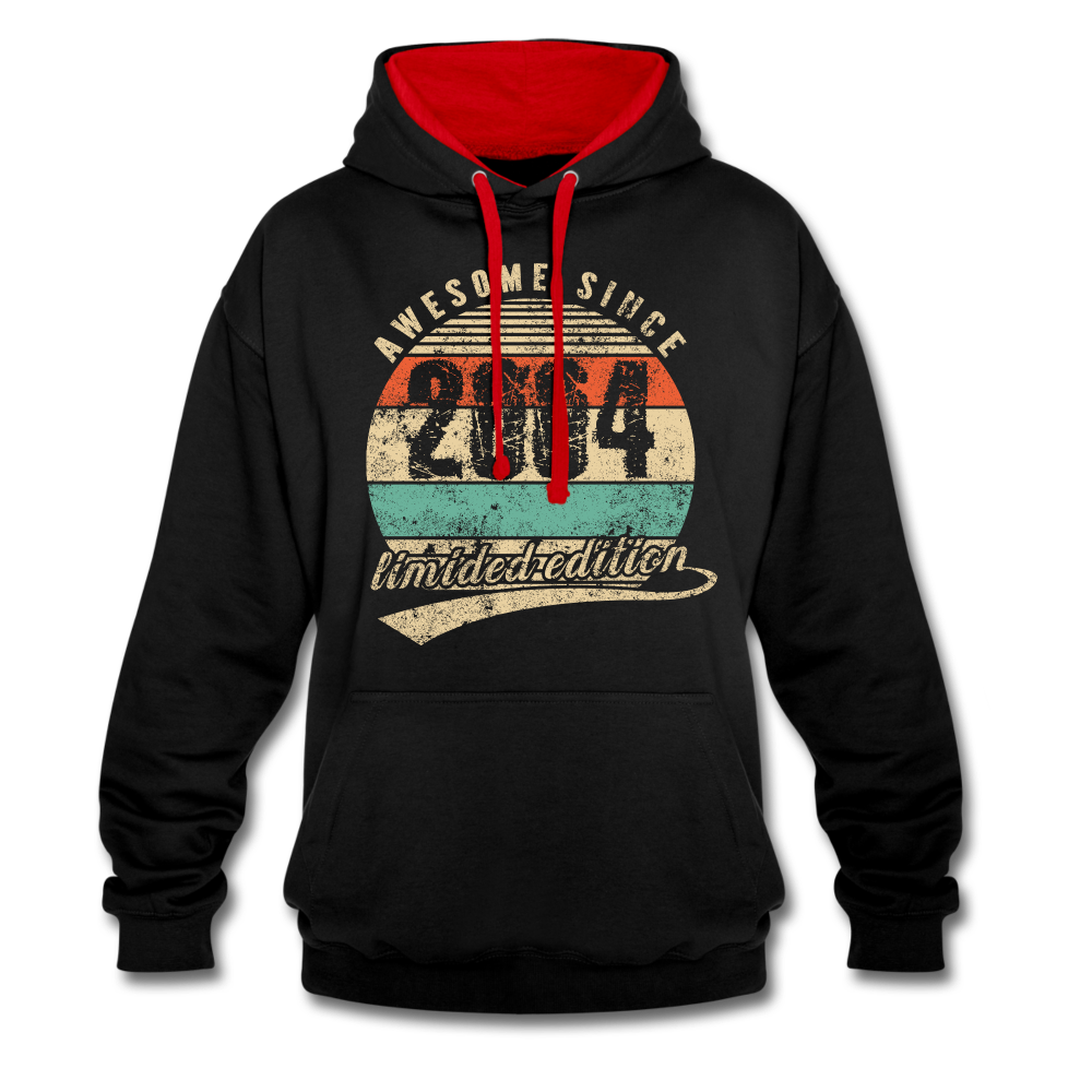 18. Geburtstags Hoodie Geboren Awesome Since 2004 Retro Style Hoodie - Schwarz/Rot