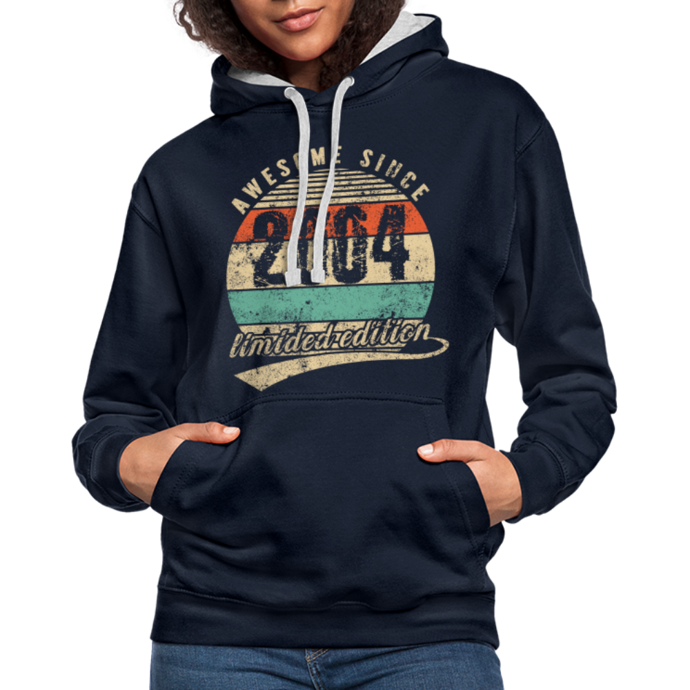 18. Geburtstags Hoodie Geboren Awesome Since 2004 Retro Style Hoodie - Navy/Grau meliert