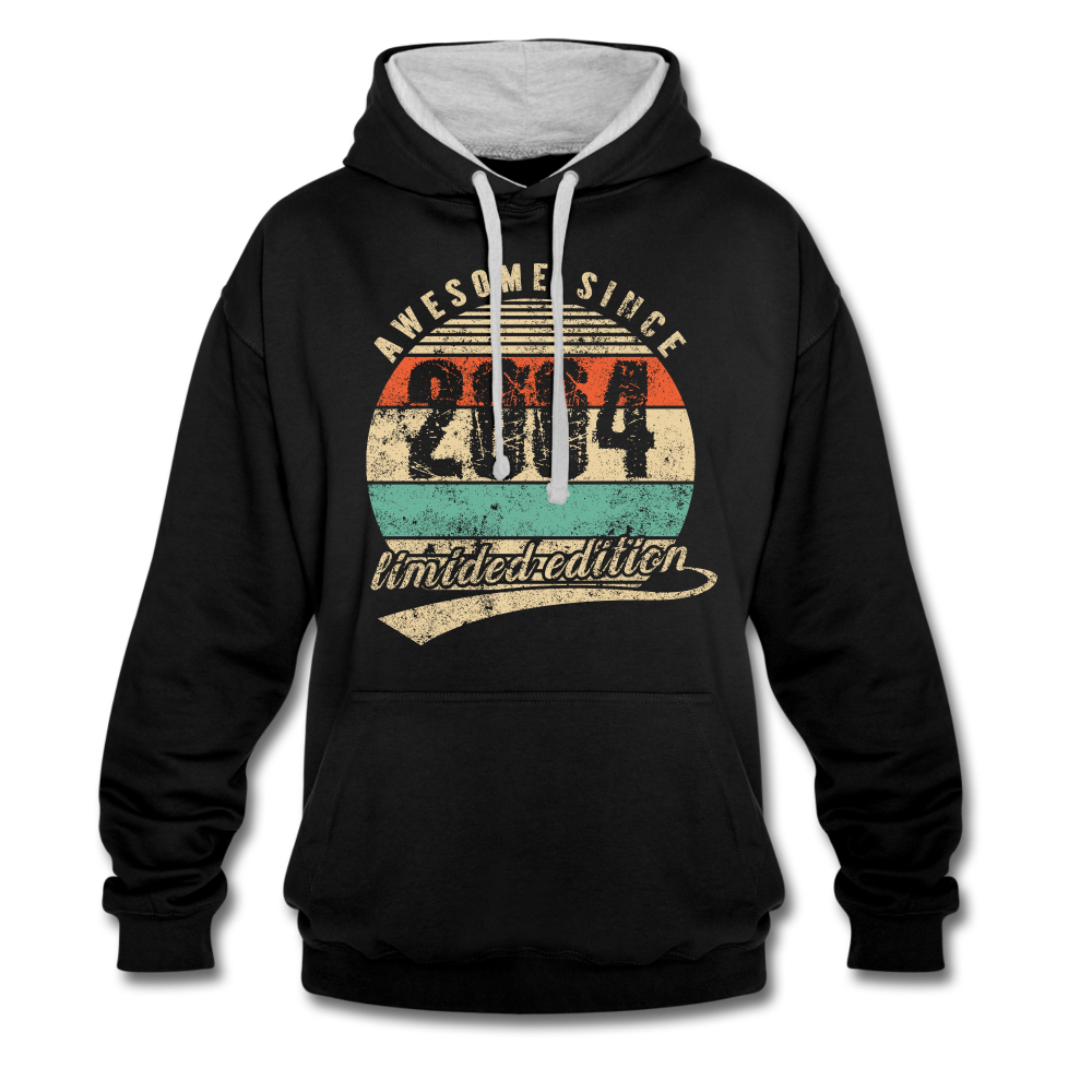 18. Geburtstags Hoodie Geboren Awesome Since 2004 Retro Style Hoodie - Schwarz/Grau meliert