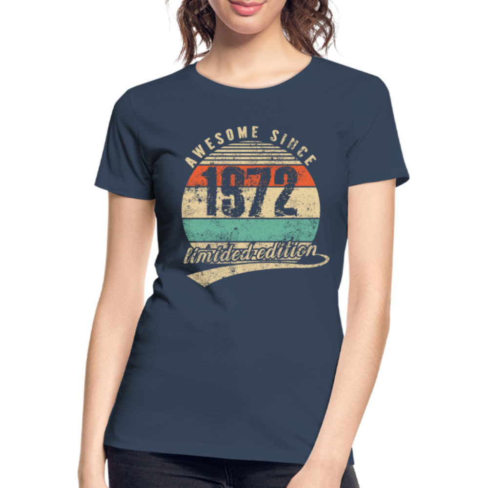 50. Geburtstags T-Shirt Geboren Awesome Since 1972 Retro Style Bio T-Shirt - Navy
