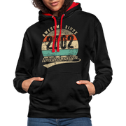 20. Geburtstags Hoodie Geboren Awesome Since 2002 Retro Style Hoodie - Schwarz/Rot