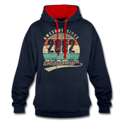 20. Geburtstags Hoodie Geboren Awesome Since 2002 Retro Style Hoodie - Navy/Rot