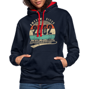 20. Geburtstags Hoodie Geboren Awesome Since 2002 Retro Style Hoodie - Navy/Rot