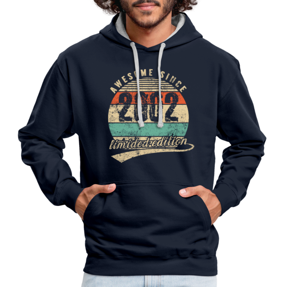 20. Geburtstags Hoodie Geboren Awesome Since 2002 Retro Style Hoodie - Navy/Grau meliert