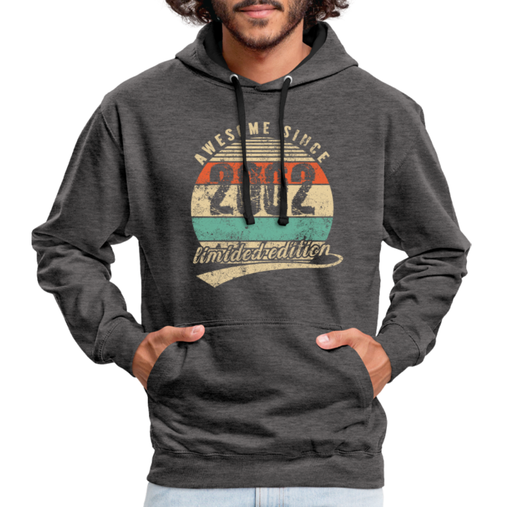 20. Geburtstags Hoodie Geboren Awesome Since 2002 Retro Style Hoodie - Anthrazit/Schwarz