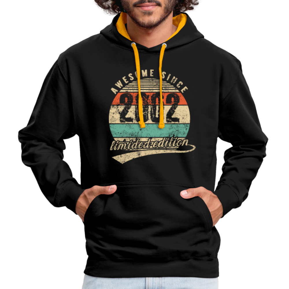 20. Geburtstags Hoodie Geboren Awesome Since 2002 Retro Style Hoodie - Schwarz/Gold