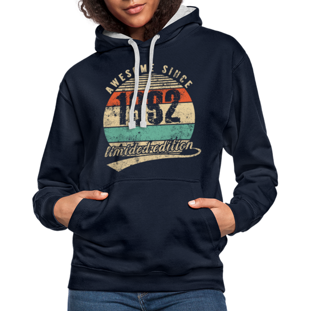 30. Geburtstags Hoodie Geboren Awesome Since 1992 Retro Style Hoodie - Navy/Grau meliert