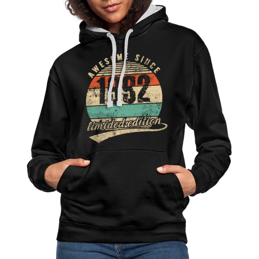 30. Geburtstags Hoodie Geboren Awesome Since 1992 Retro Style Hoodie - Schwarz/Grau meliert