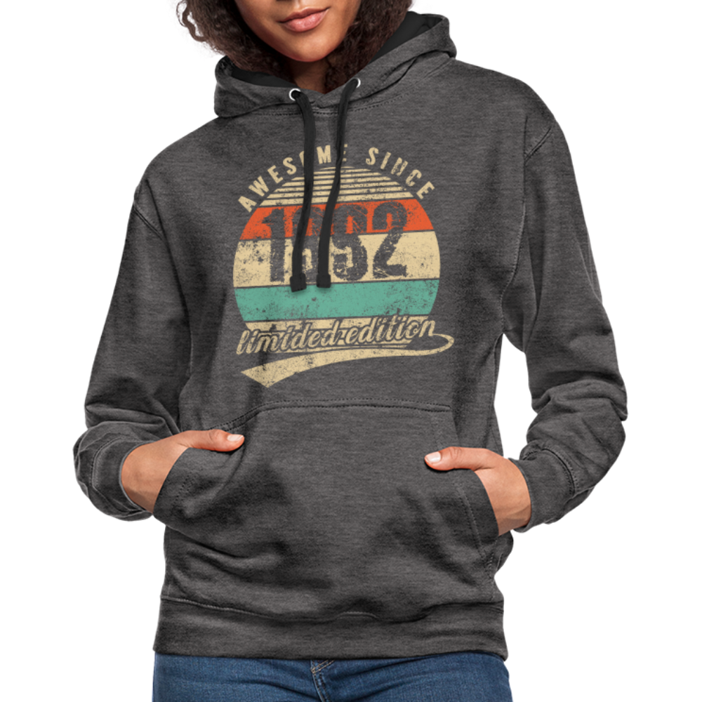 30. Geburtstags Hoodie Geboren Awesome Since 1992 Retro Style Hoodie - Anthrazit/Schwarz