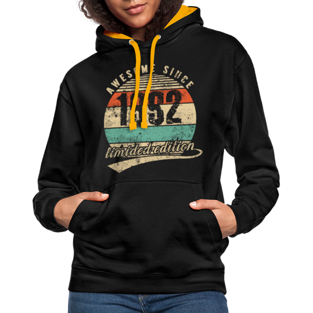 30. Geburtstags Hoodie Geboren Awesome Since 1992 Retro Style Hoodie - Schwarz/Gold