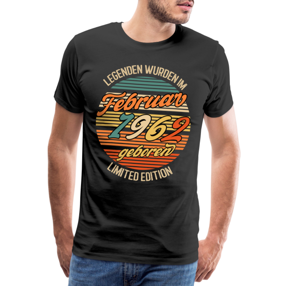 60. Geburtstag Legenden wurden im Februar 1962 geboren Retro Style T-Shirt - Schwarz