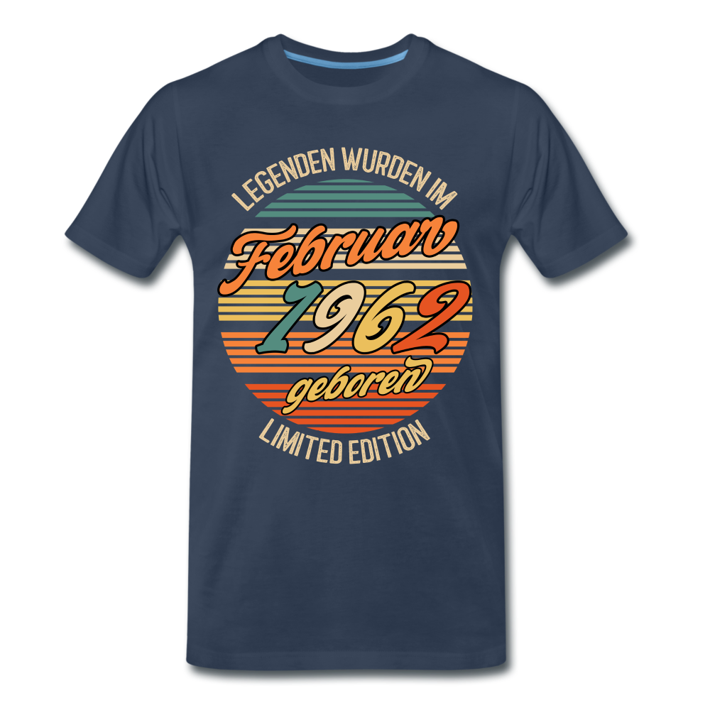 60. Geburtstag Legenden wurden im Februar 1962 geboren Retro Style T-Shirt - Navy