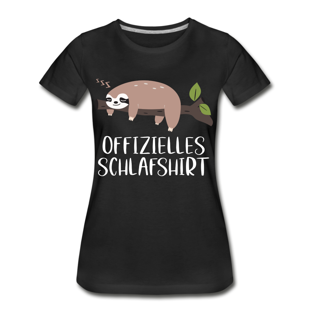 Faultier Offizielles Schlafshirt Schlafanzug Pyjama Geschenk Bio T-Shirt - Schwarz