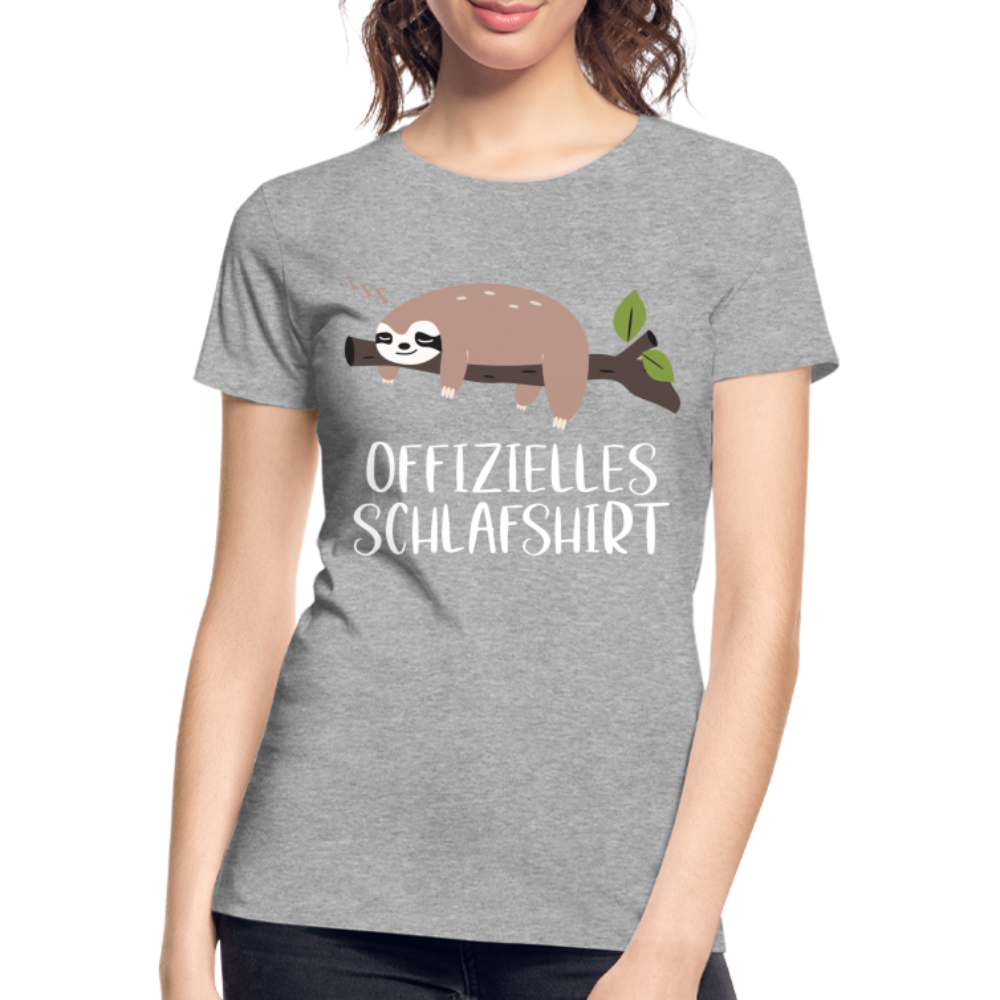 Faultier Offizielles Schlafshirt Schlafanzug Pyjama Geschenk Bio T-Shirt - Grau meliert