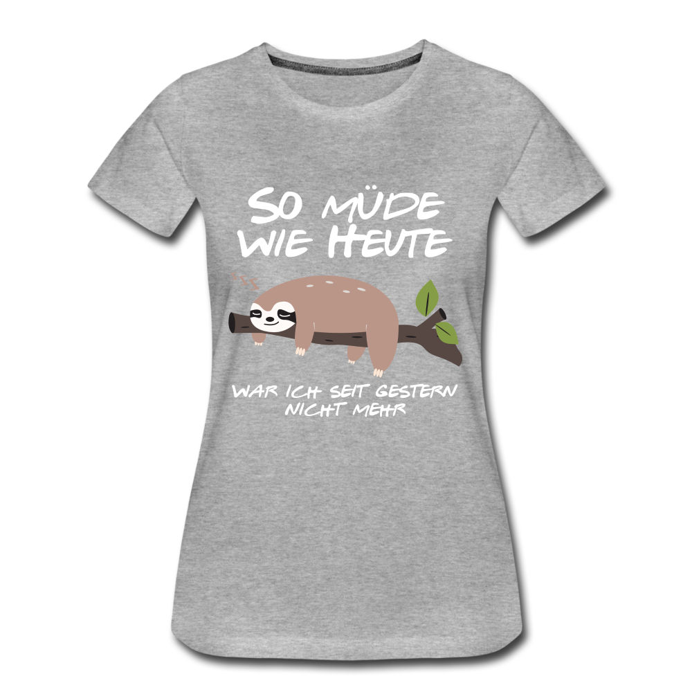 Faultier Spruch Shirt - So müde wie heute Lustiges Bio T-Shirt - Grau meliert