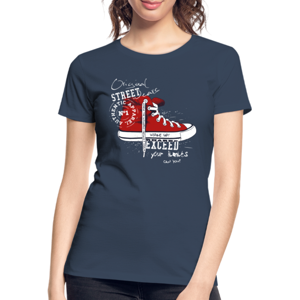 Street Wear Vintage Style Sneakers Frauen Premium Bio T-Shirt - Navy
