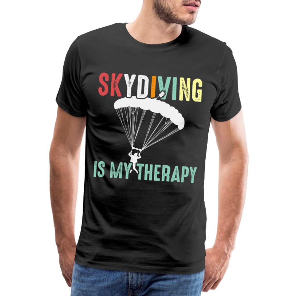 Fallschirmspringer Fallschirmspringen ist meine Therapie Geschenk T-Shirt - Schwarz