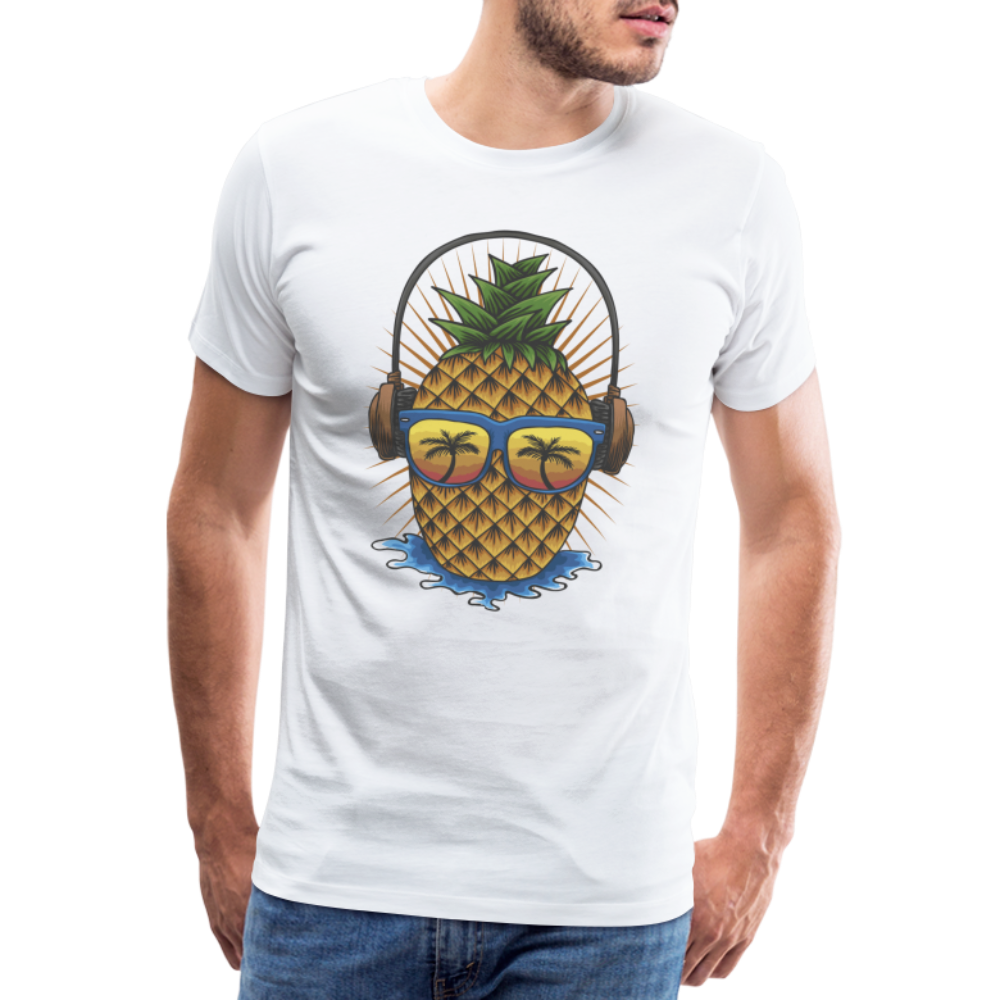 Ananas Sonnenbrille Kopfhörer Sommer T-Shirt - Weiß