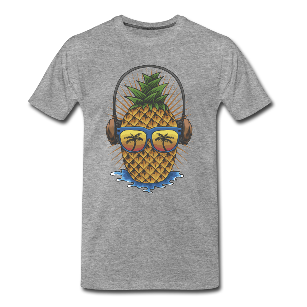 Ananas Sonnenbrille Kopfhörer Sommer T-Shirt - Grau meliert