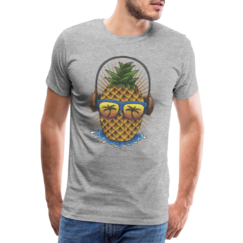 Ananas Sonnenbrille Kopfhörer Sommer T-Shirt - Grau meliert