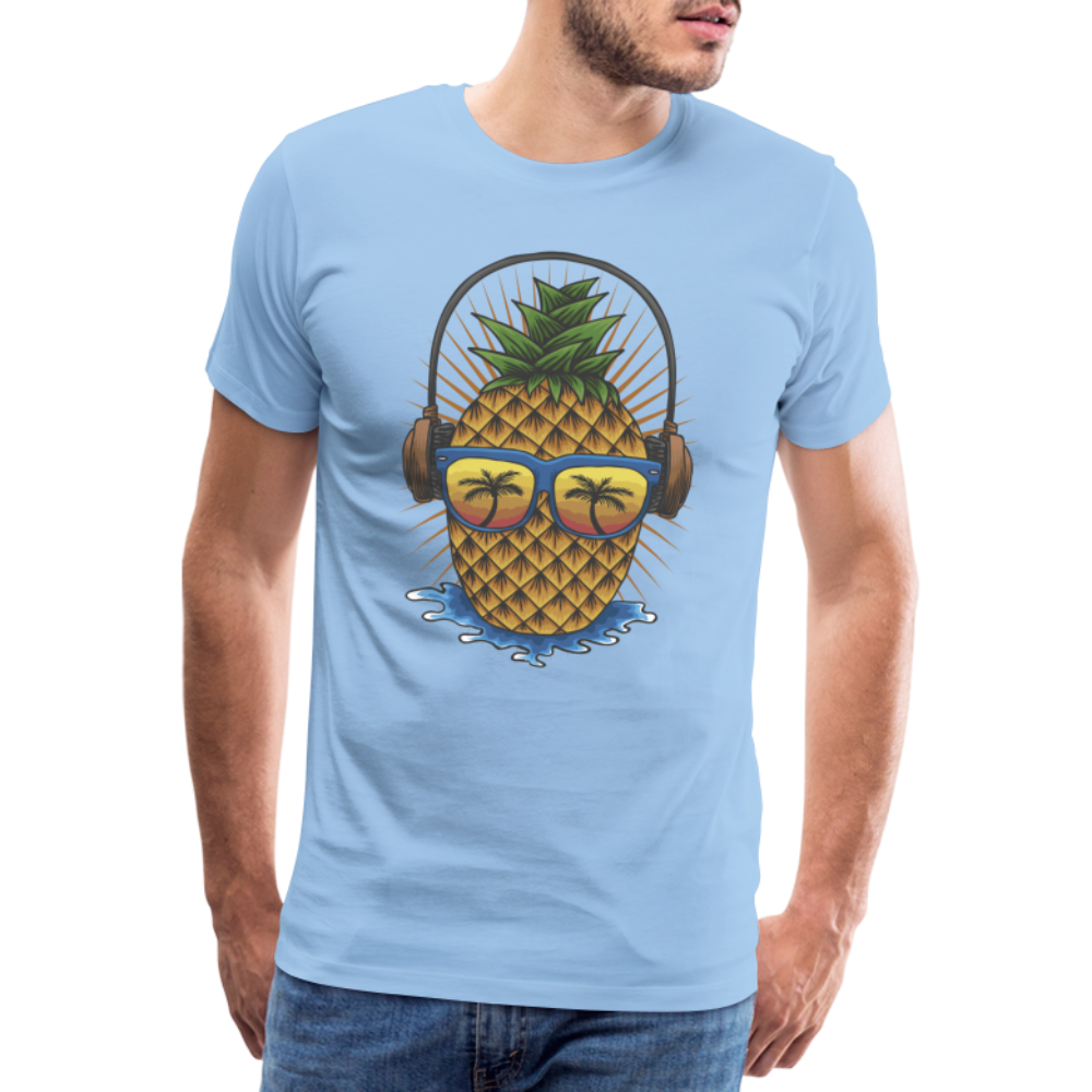 Ananas Sonnenbrille Kopfhörer Sommer T-Shirt - Sky
