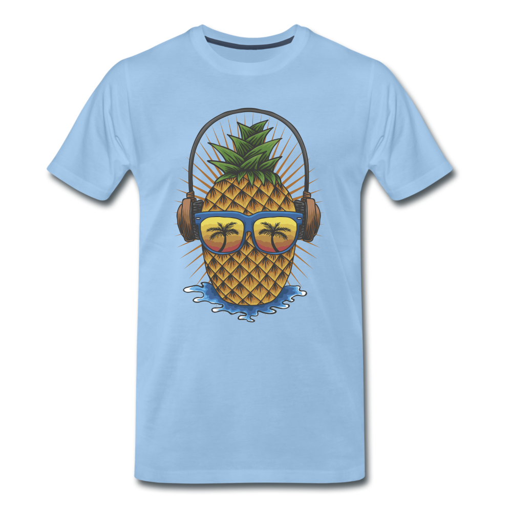 Ananas Sonnenbrille Kopfhörer Sommer T-Shirt - Sky