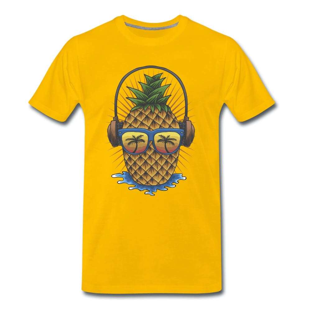 Ananas Sonnenbrille Kopfhörer Sommer T-Shirt - Sonnengelb