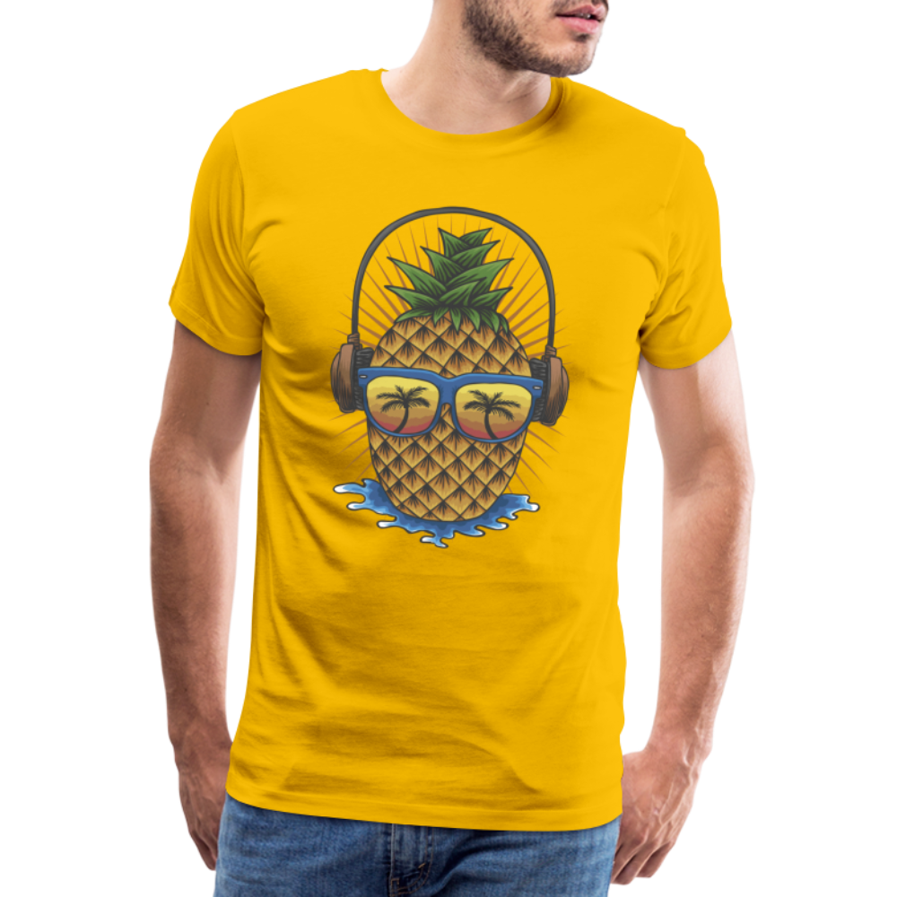 Ananas Sonnenbrille Kopfhörer Sommer T-Shirt - Sonnengelb
