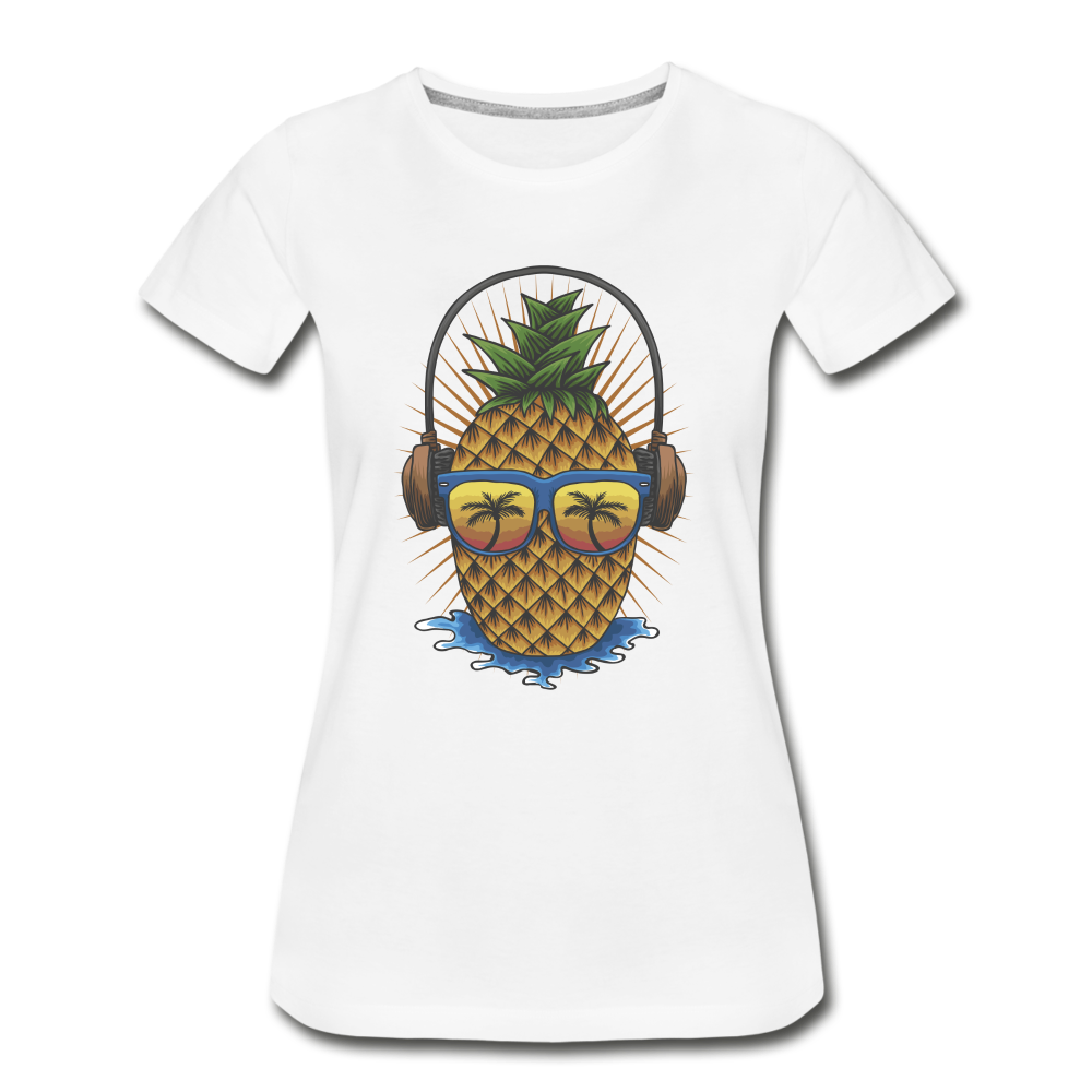 Ananas Sonnenbrille Kopfhörer Sommer Frauen Premium Bio T-Shirt - Weiß