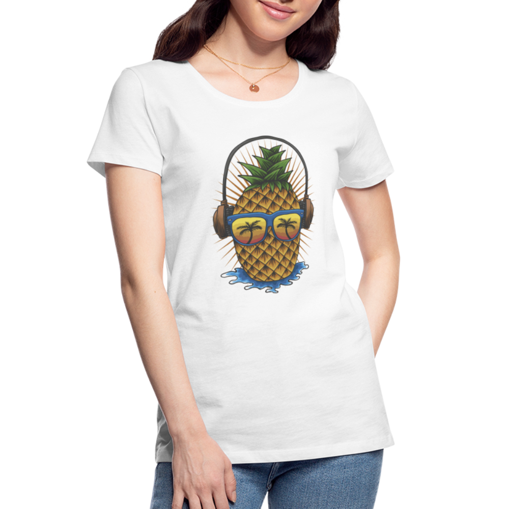 Ananas Sonnenbrille Kopfhörer Sommer Frauen Premium Bio T-Shirt - Weiß