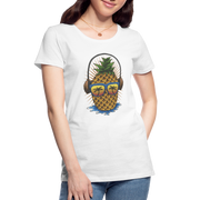 Ananas Sonnenbrille Kopfhörer Sommer Frauen Premium Bio T-Shirt - Weiß