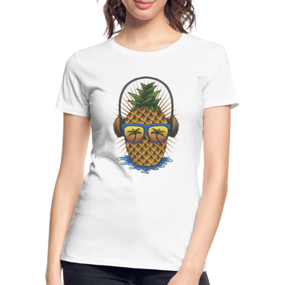 Ananas Sonnenbrille Kopfhörer Sommer Frauen Premium Bio T-Shirt - Weiß