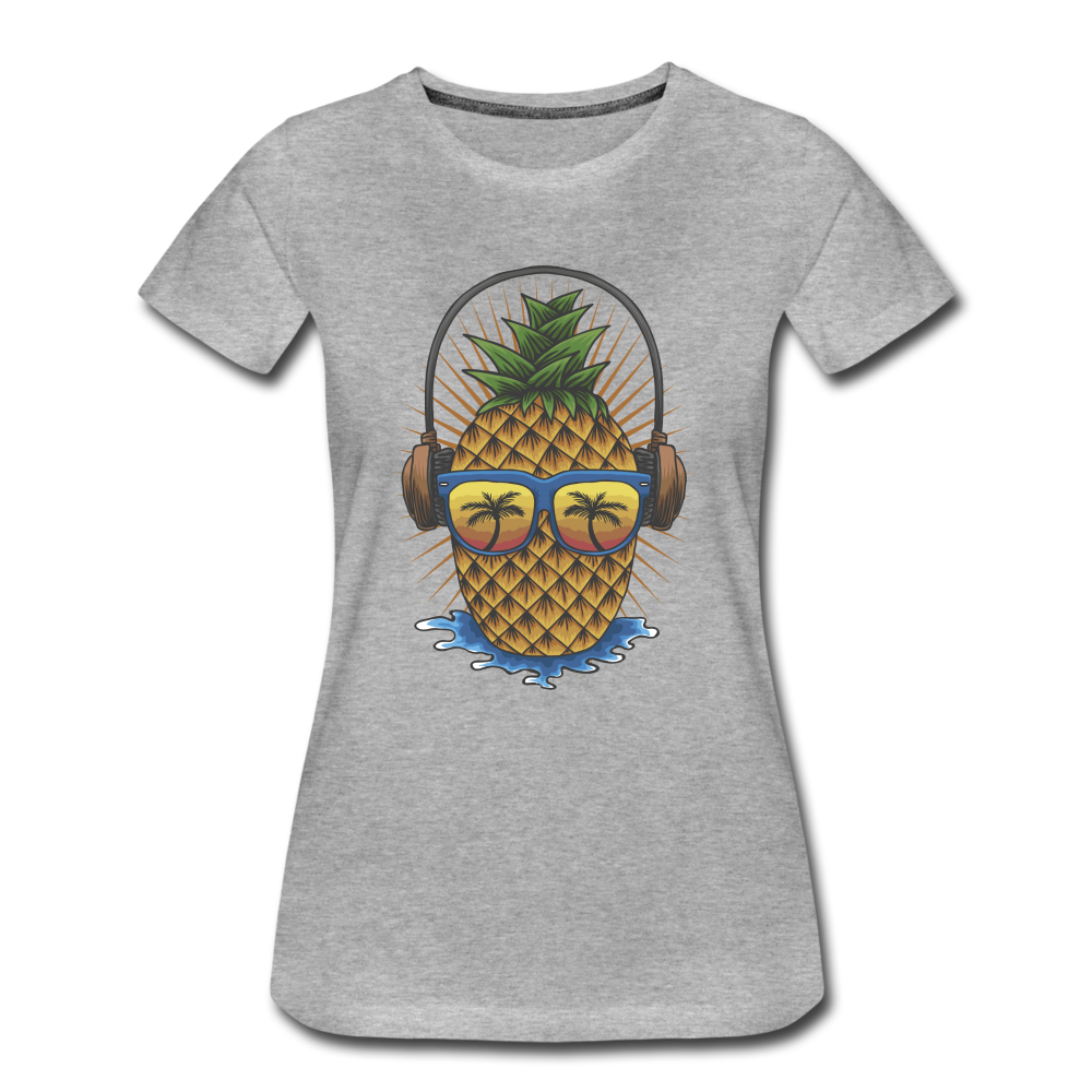 Ananas Sonnenbrille Kopfhörer Sommer Frauen Premium Bio T-Shirt - Grau meliert