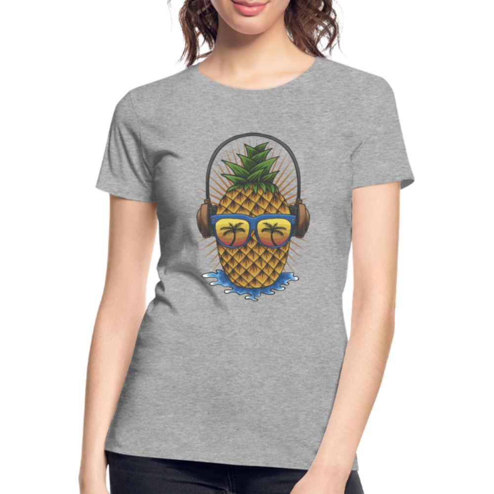 Ananas Sonnenbrille Kopfhörer Sommer Frauen Premium Bio T-Shirt - Grau meliert