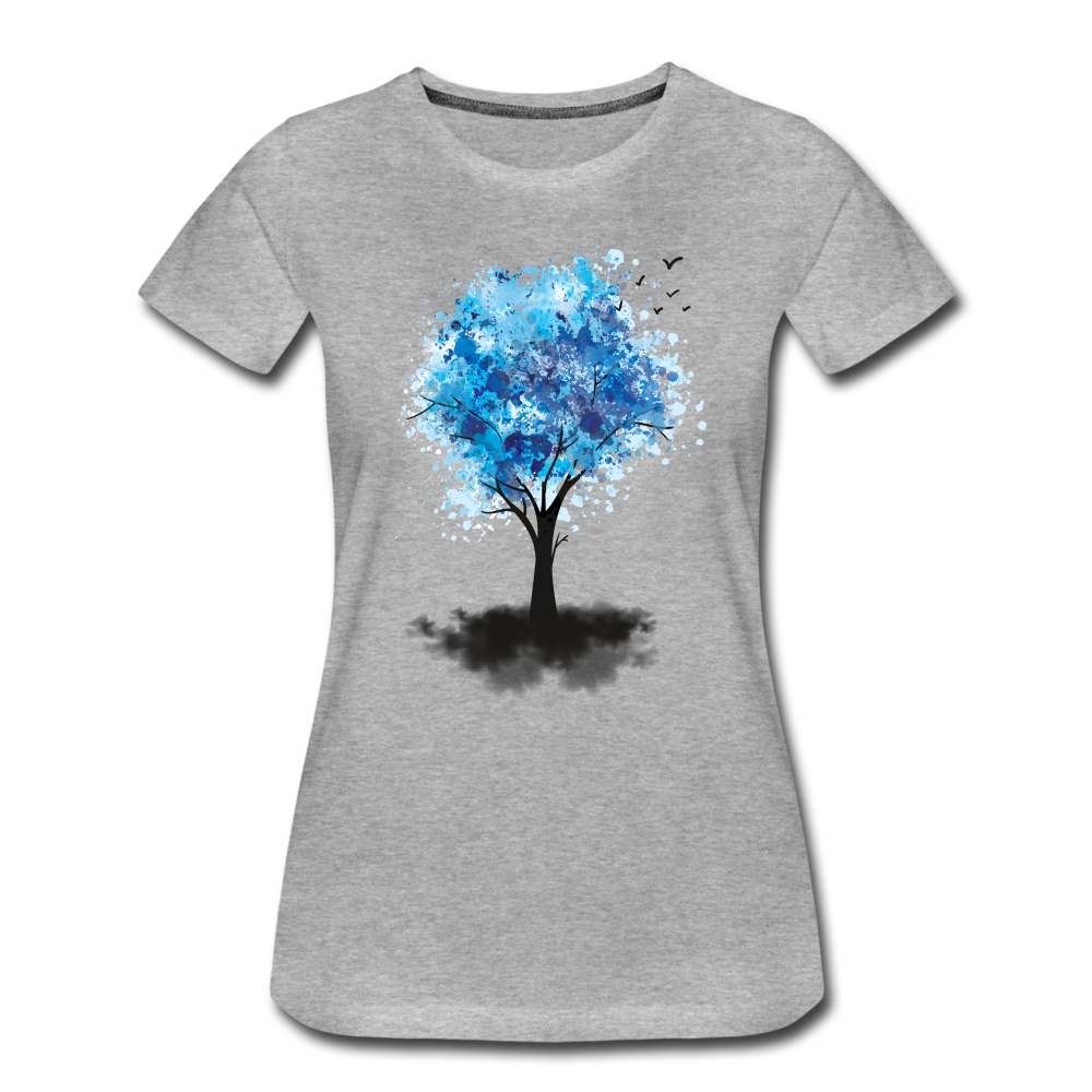 Kunstvoller Baum Wasserfarben Frauen Premium Bio T-Shirt - Grau meliert