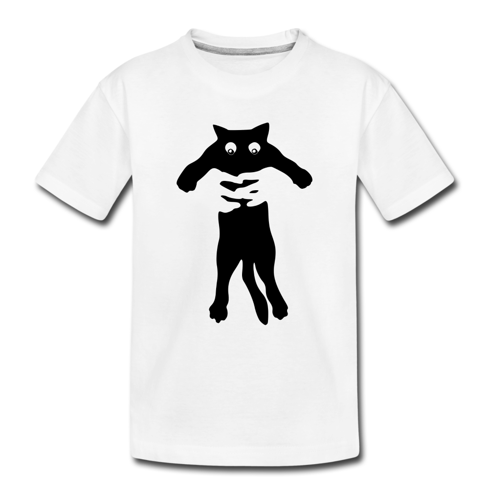 Katzen Liebhaber Katze hochheben Lustiges Kinder Premium T-Shirt - Weiß