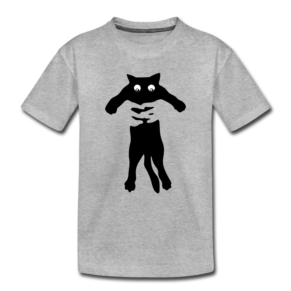 Katzen Liebhaber Katze hochheben Lustiges Kinder Premium T-Shirt - Grau meliert