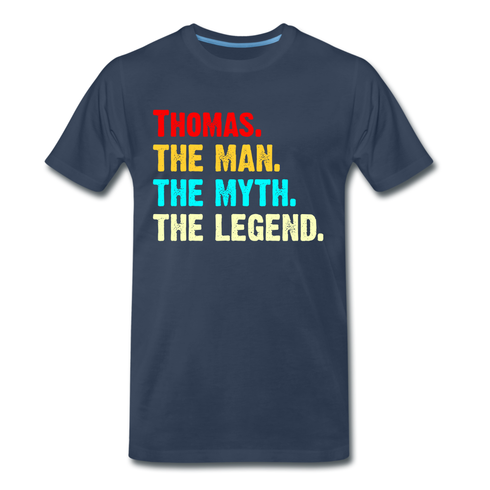 Thomas Namens Shirt The Man Thy Myth The Legend Geschenk T-Shirt - Navy