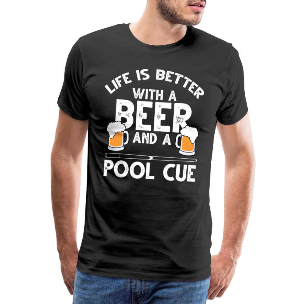 Billard und Bier Leben ist besser mit Billard und Bier Lustiges T-Shirt - Schwarz